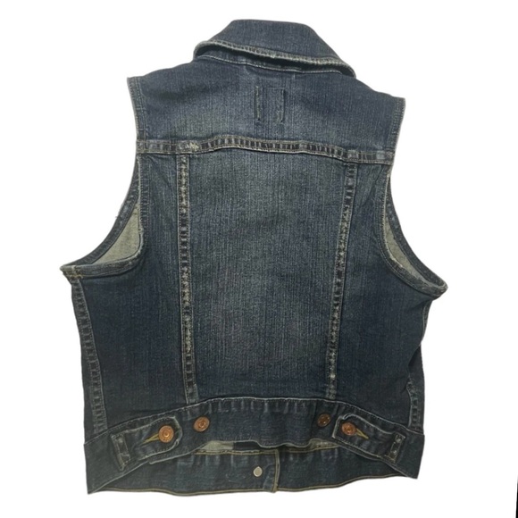 Levis Jean Jacket Denim Trucker Vest Small 90s Boho Indie Festival Cowgirl Y2K - Picture 10 of 16